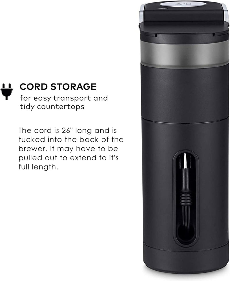 Coffee & Co-Mini Single Serve K-Cup Pod Coffee Maker, 6 to 12oz Brew size, with Cord Storage, Perfect for Small Spaces, Black